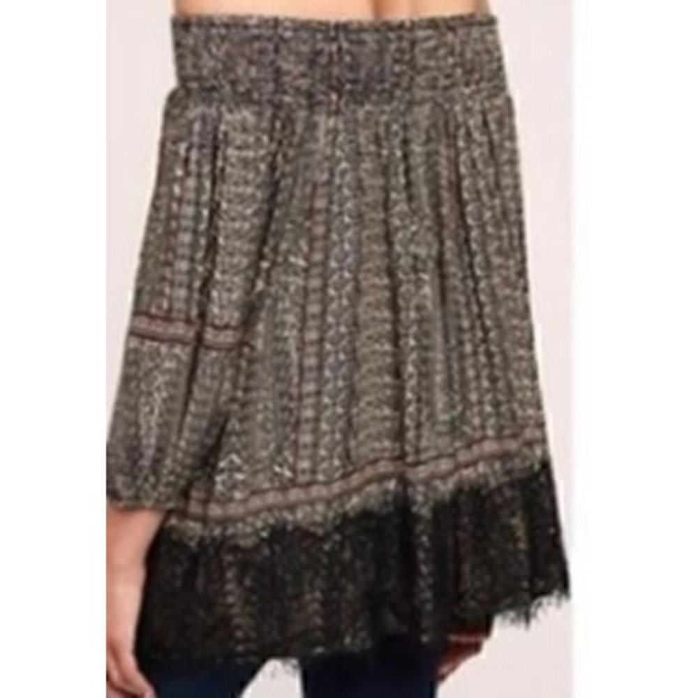 Anthropologie Vanessa Virginia Womens Off Shoulder Black Lace Augusta Boho Top M